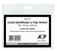 Cracha Identificador Acp C9 Cristal Plastico Vertical