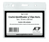 Cracha Identificador Acp C9/s Cristal Plastico Horizontal